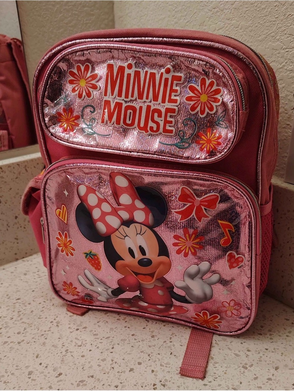 Disney Minnie Mouse Shiny Pink Kids Backpack